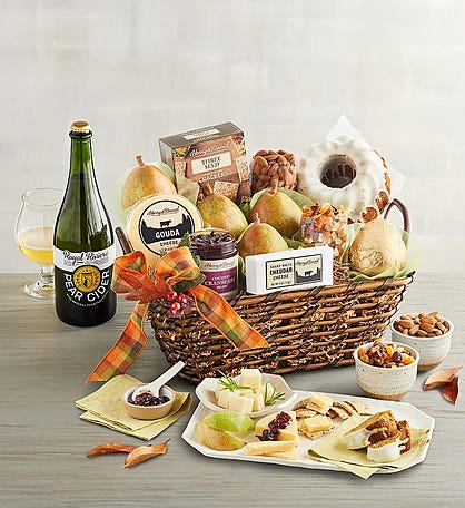 Harvest Favorites Gift Basket with Royal Riviera™ Pear Cider